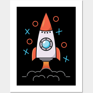 Cartoon Rocket Posters and Art